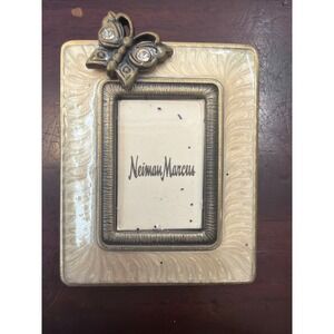 Jay Strongwater Neiman Marcus Mini Picture Frame Butterfly Crystal Enamel Cream